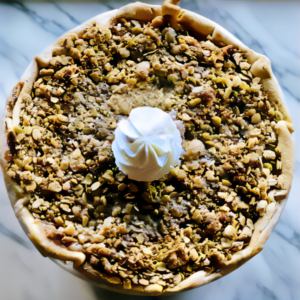 Caramel Apple Pecan Streusel Pie